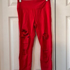 Red Slashed Luxe Hi-Rise 78 24 (6-8) NWT